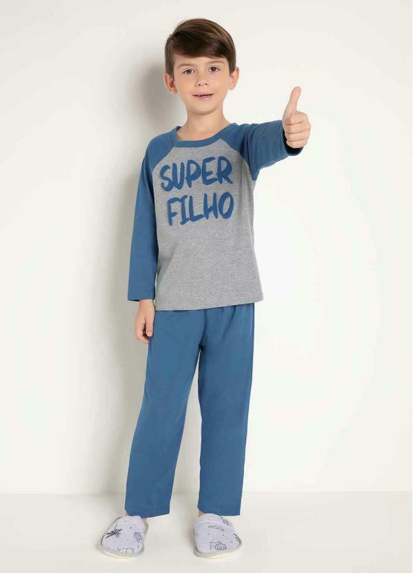 Bela Notte - Pijama Infanto Juvenil Azul e Mescla Bela Notte