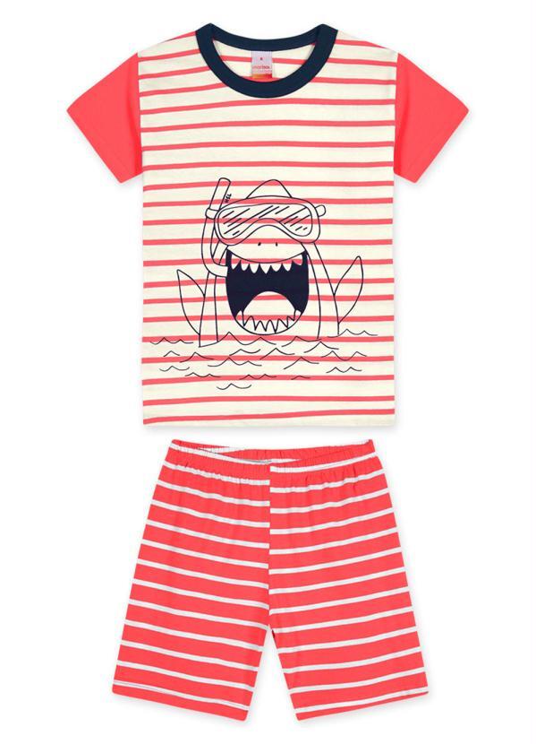 Marisol - Pijama Tubarão Curto com Aroma Malha Menino Bege
