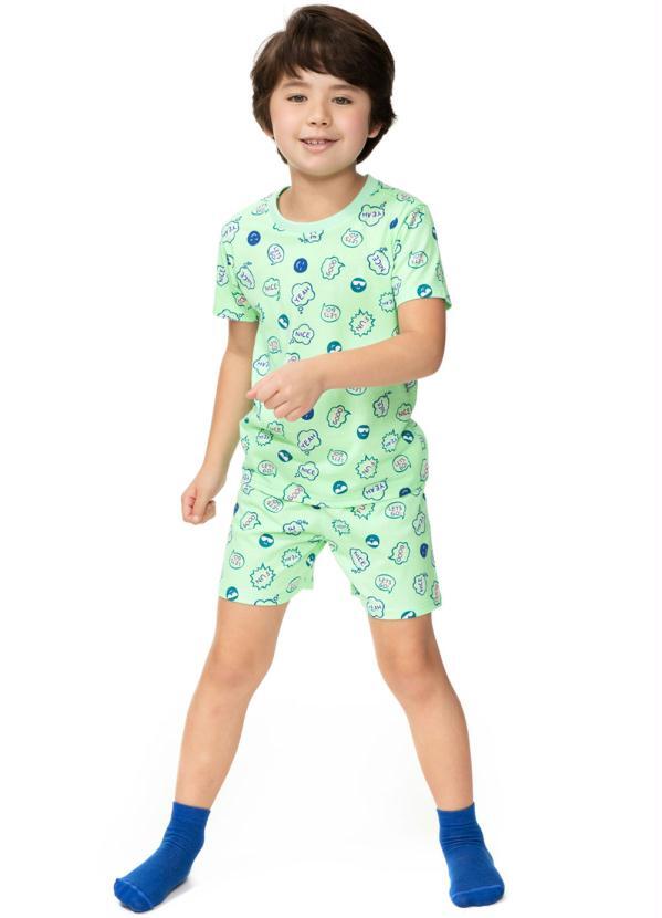 Malwee Kids - Pijama Verde Emoji Menino