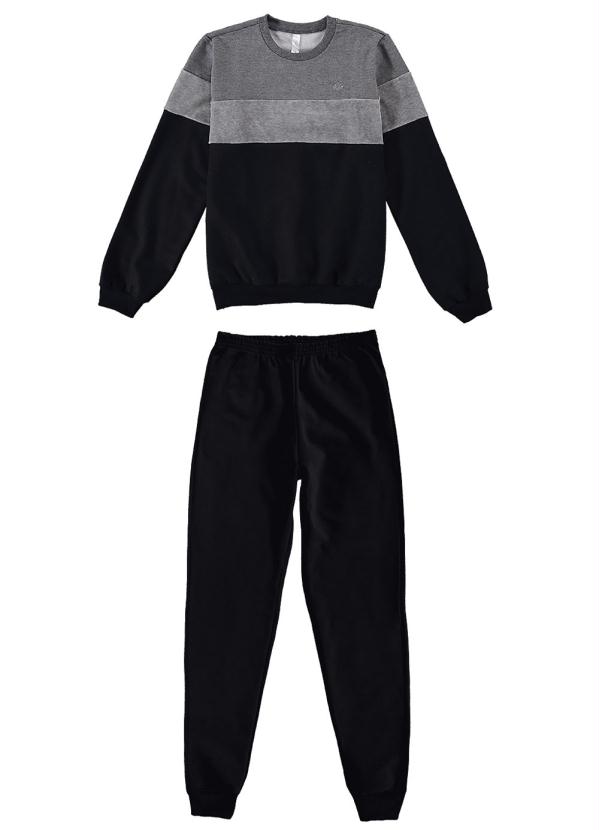 Malwee - Conjunto e Pijama Preto em Moletom Flanelado 2