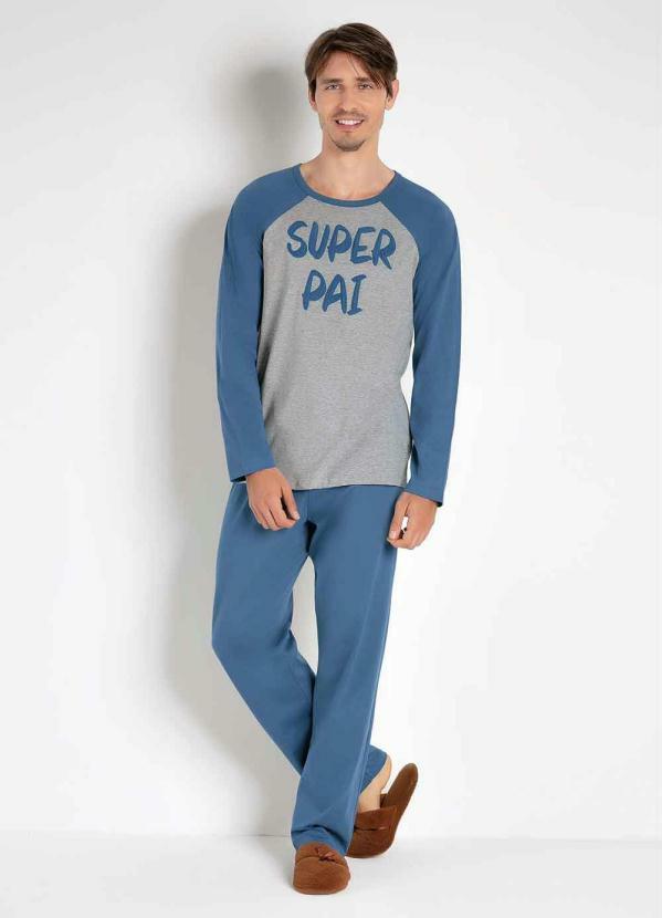 Bela Notte - Pijama Azul e Mescla com Relevo Bela Notte