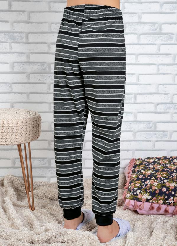 Alma Dolce - Calça Pijama Infantil Mescla e Preto 4