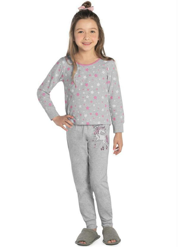 Rovi Kids - Pijama Infantil Unicórnio Cinza