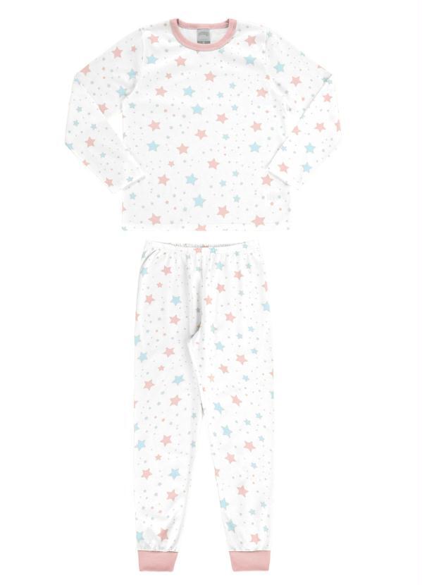 Alakazoo - Pijama Meia Malha Branco