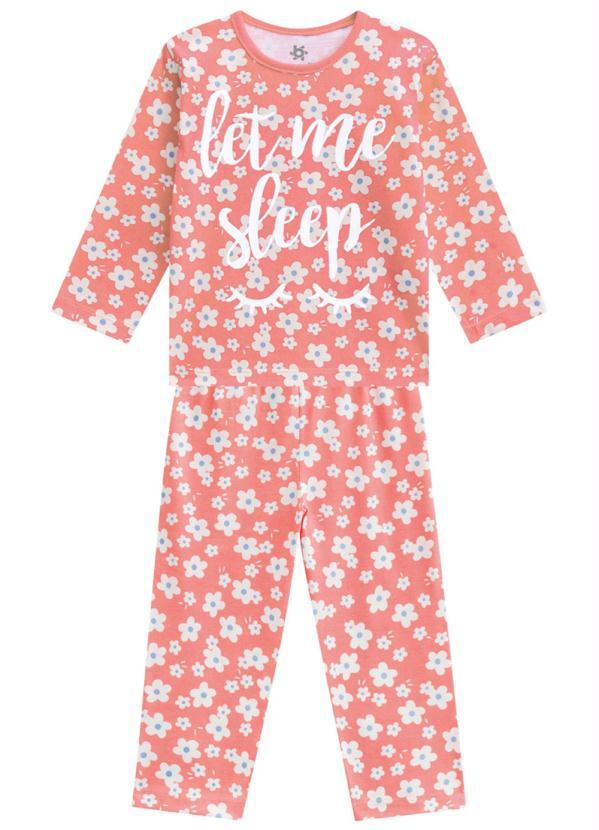 Brandili - Pijama Menina em Malha e Brilha no Escuro Salmão