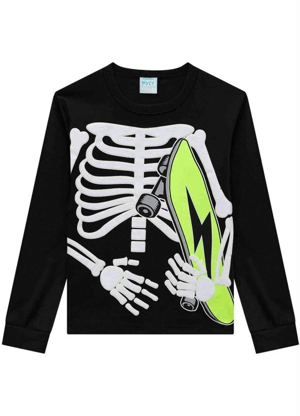 Kyly - Camiseta Pijama Menino Preto