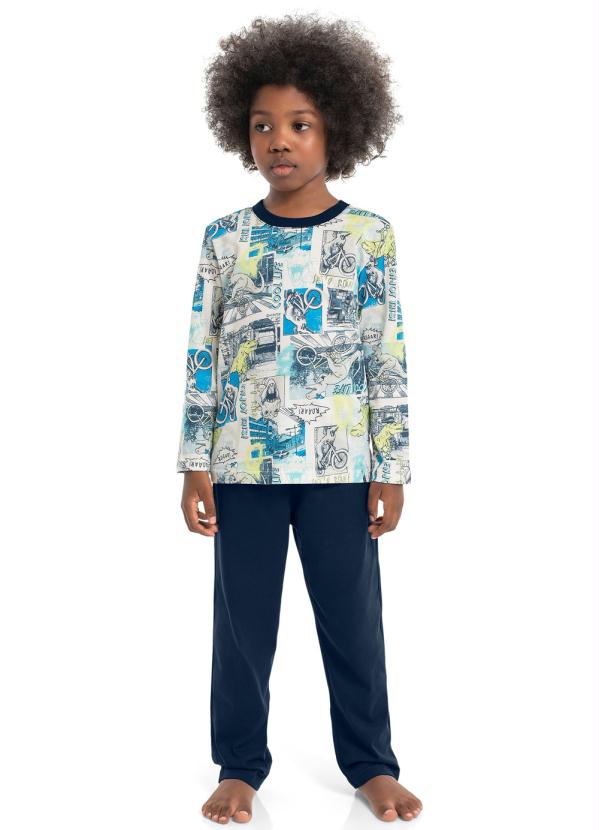 Quimby - Pijama Infantil com Camiseta e Calça Cinza