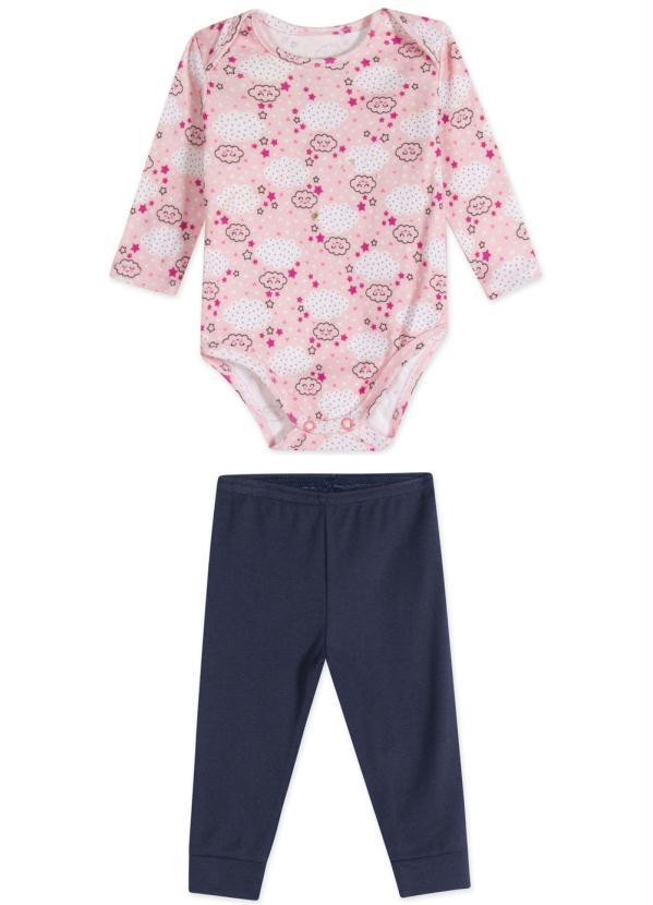 Mineral Kids - Pijama Longo Bebê Menina/Menino Rosa