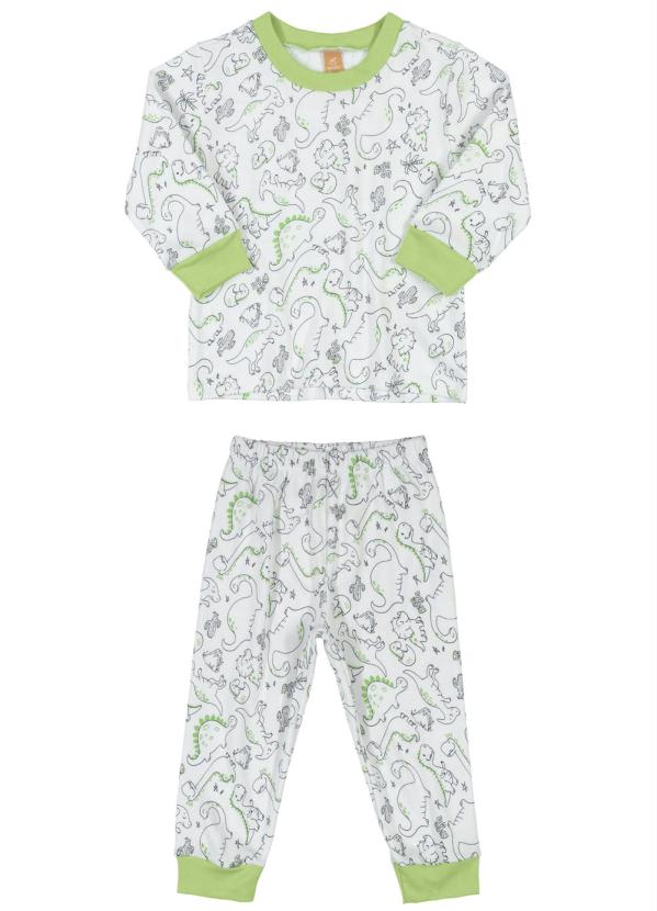 Up Baby - Pijama Longo Infantil Dinossauros Branco