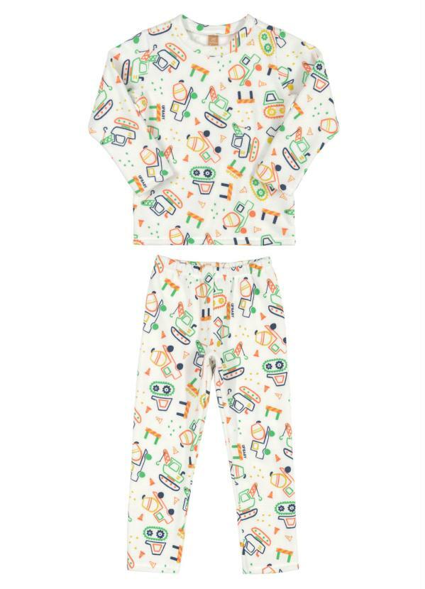 Up Baby - Pijama Menino Inverno Infantil Off White