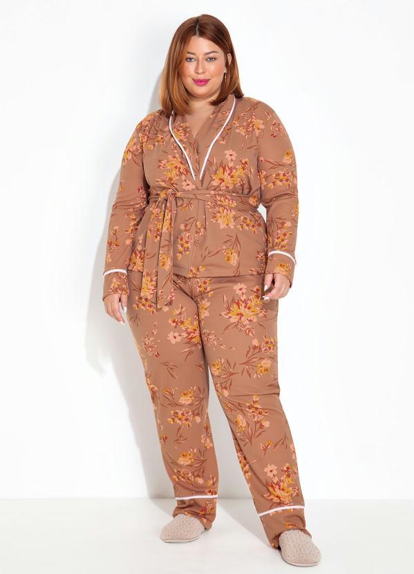 Marguerite - Pijama Floral Marrom