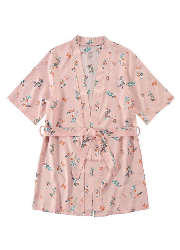 Malwee - Robe Rosa Floral em Cetim