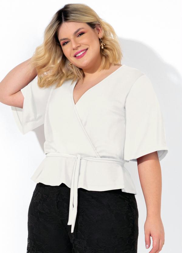 Marguerite - Blusa Off White Mangas 3/4.