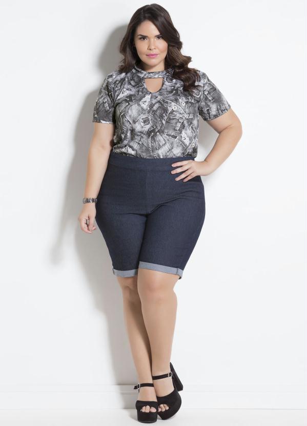 Marguerite - Bermuda Jeans Barra Dobrada Plus Size Marguerite 4