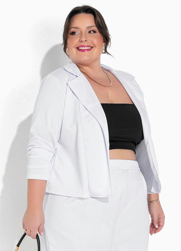 Blazer Branco Com Botão Plus Size Marguerite