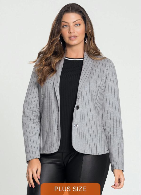 Lunender Mais Mulher - Blazer Malha Alfaiataria Cinza