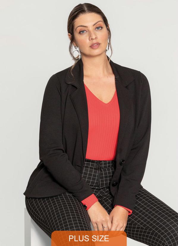 Blazer Malha Malica Crepe Preto Lunender Mais Mulher