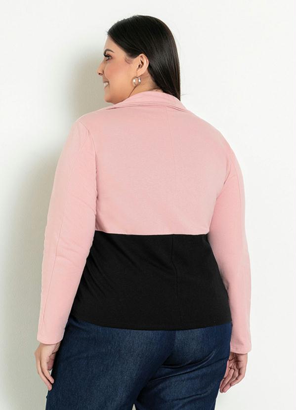 Marguerite - Blazer Rosê e Preto com Botão Plus Size 2