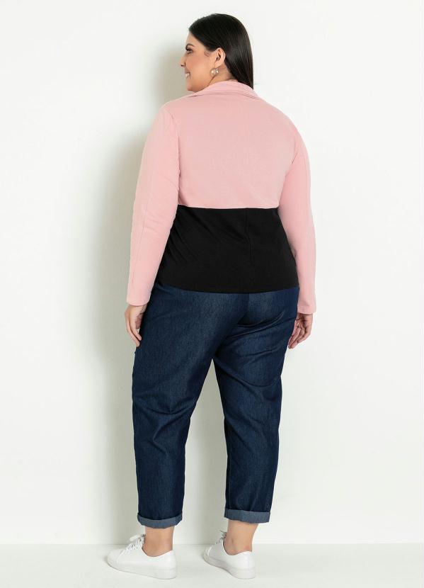 Marguerite - Blazer Rosê e Preto com Botão Plus Size 4