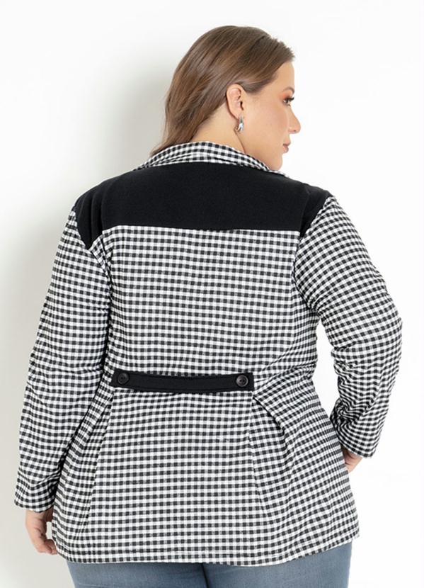 Marguerite - Blazer Xadrez e Preto com Botões Plus Size 2