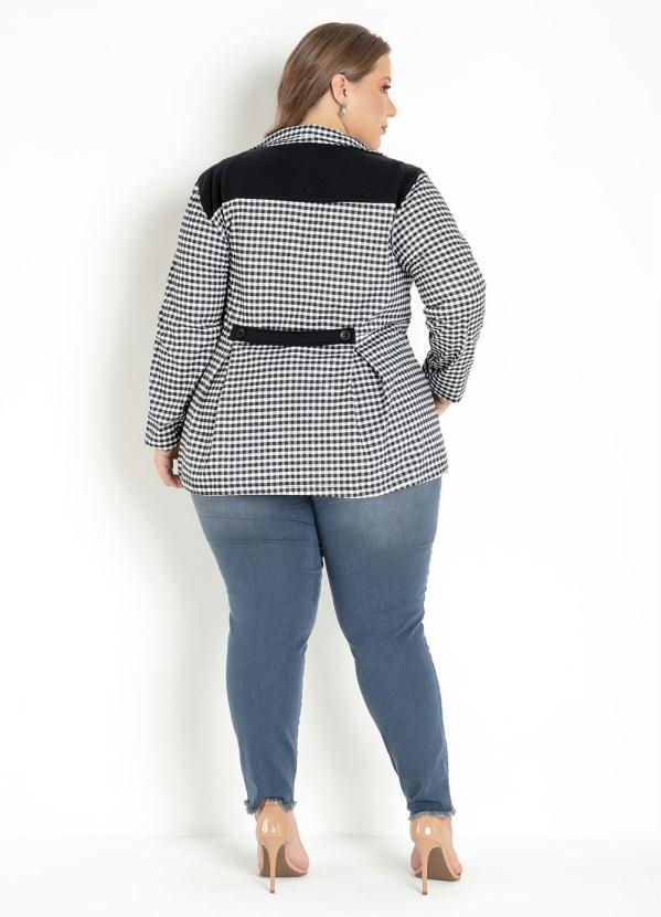 Marguerite - Blazer Xadrez e Preto com Botões Plus Size 4