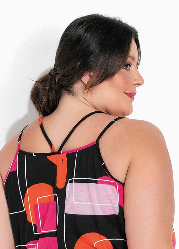 Marguerite - Blusa de Alças Geométrica Preta Plus Size 3