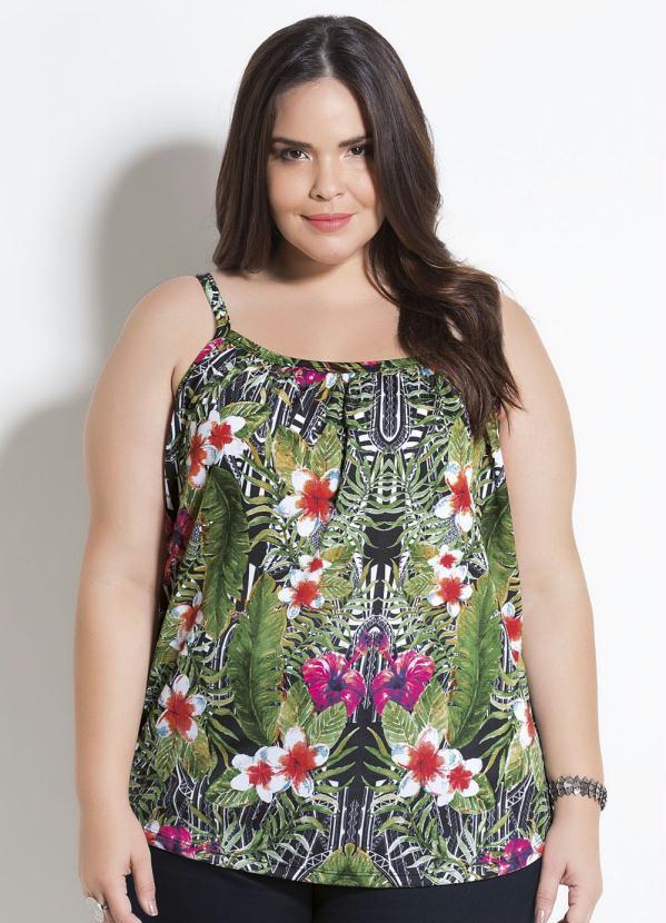 Marguerite - Blusa de Alças Mix Floral Plus Size Marguerite