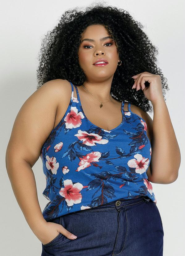 Blusa Floral Azul Al As Duplas Plus Size Marguerite