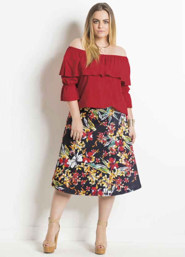 Quintess - Blusa Ciganinha Vermelha Plus Size Quintess 3