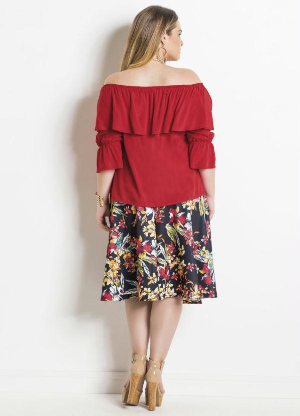 Quintess - Blusa Ciganinha Vermelha Plus Size Quintess 4