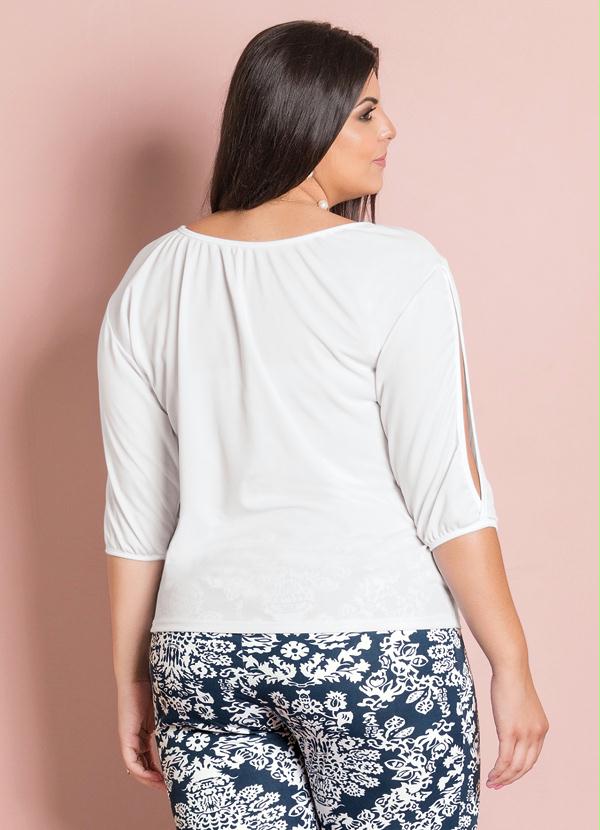 Marguerite - Blusa com Mangas Vazadas Branca Plus Size 2