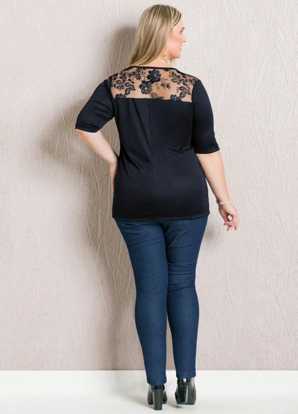 Marguerite - Blusa Preta com Renda Marguerite Plus Size 4