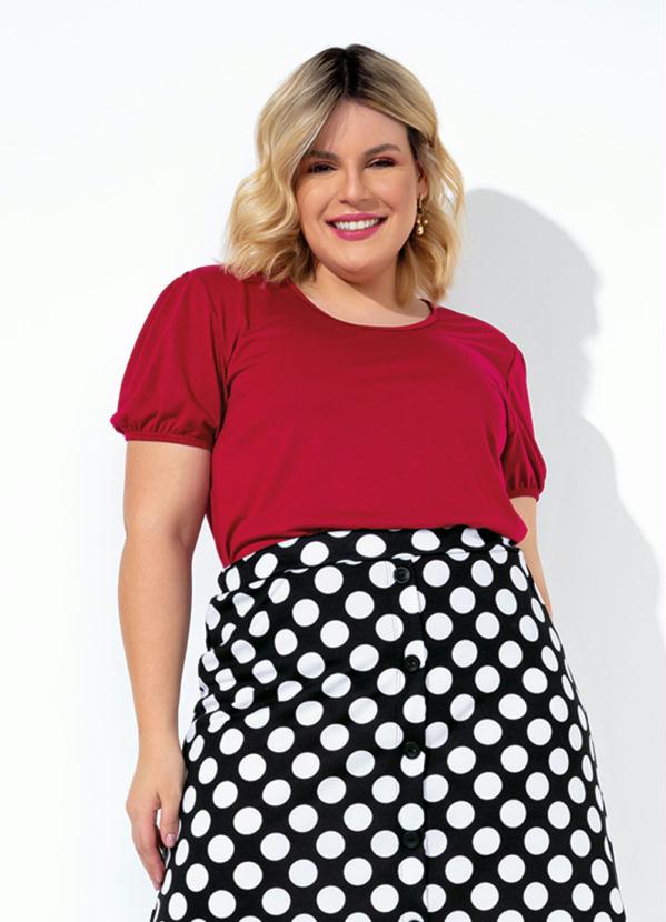 Marguerite - Blusa Bordô com Mangas Bufantes Plus Size