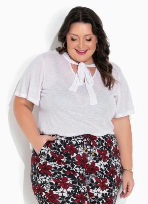 Marguerite - Blusa Branca com Amarração Plus Size - MARGUERITE