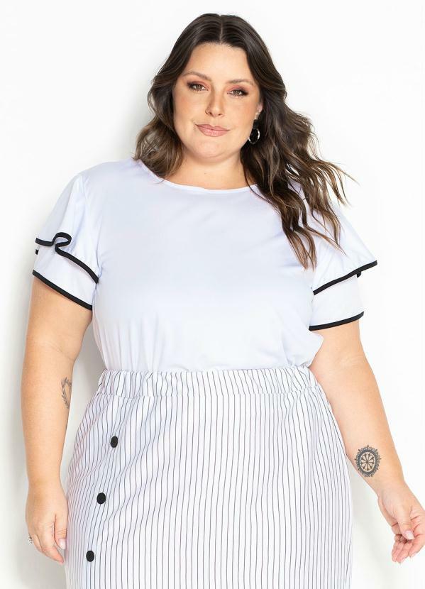 Blusa Branca com Babado Plus Size - Marguerite
