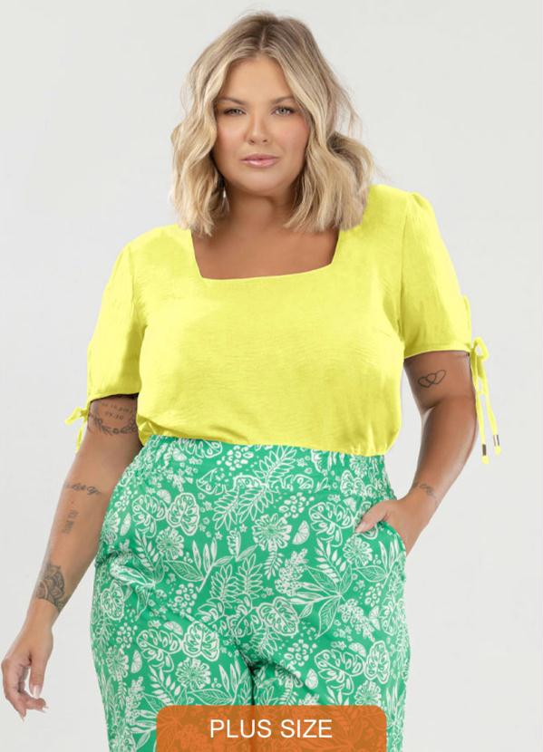 Donna Peck - Blusa Decote Quadrado Plus Size Verde