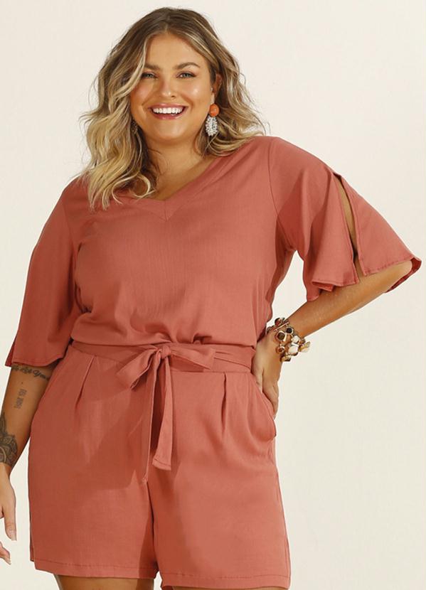 Lisamour - Blusa em Plano Viscose com Elastano Canela