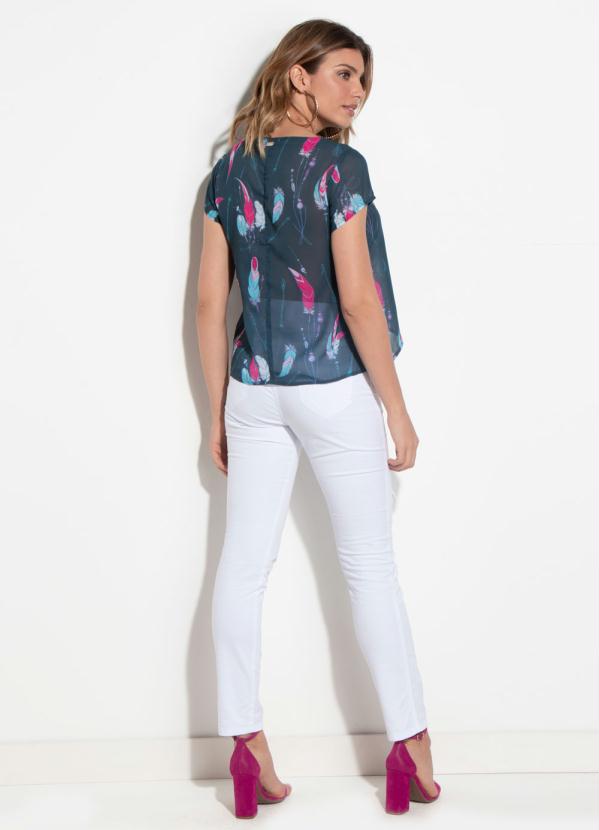 Quintess - Blusa Estampa Penas com Transparência Quintess 4
