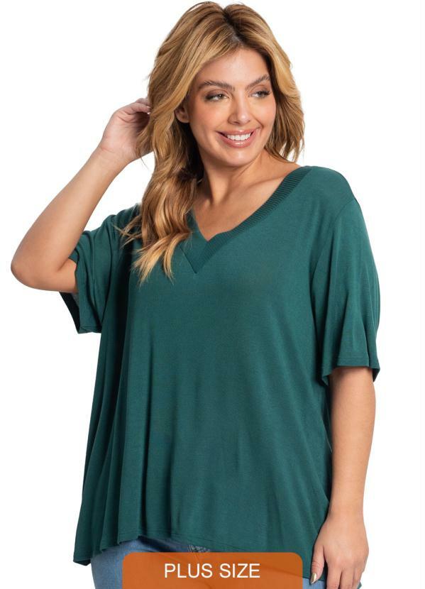 Secret Glam - Blusa Feminina Plus Size Básica Verde