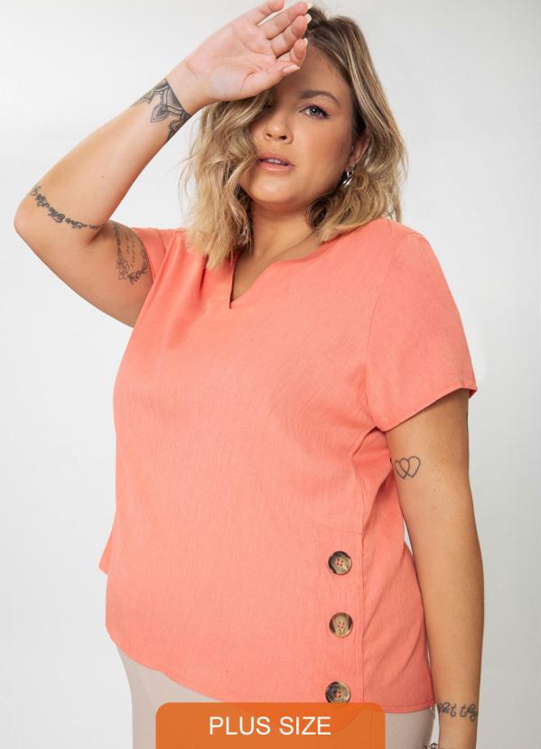 Blusa Feminina Plus Size Rosa Secret Glam