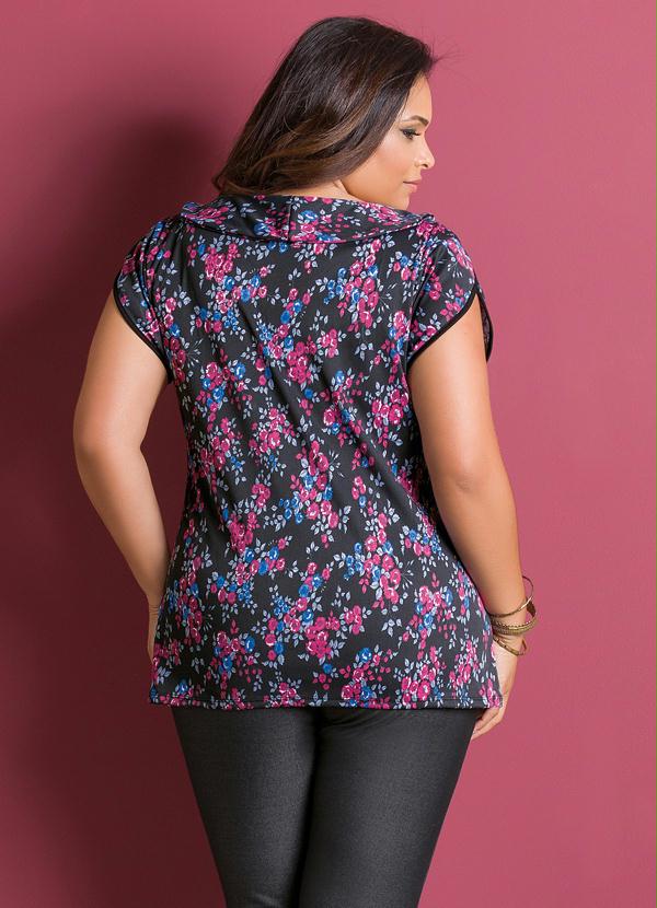 Marguerite - Blusa Floral com Amarração Plus Size 2