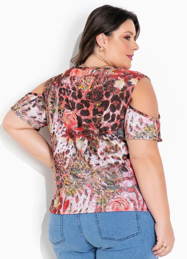 Marguerite - Blusa Floral e Animal Print com Mangas Plus Size 2