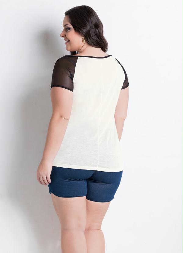 Marguerite - Blusa Manga com Tule Off White Plus Size 4