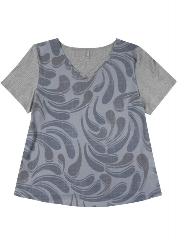 Cativa Plus Size - Blusa Manga Curta Plus Size Cinza 3