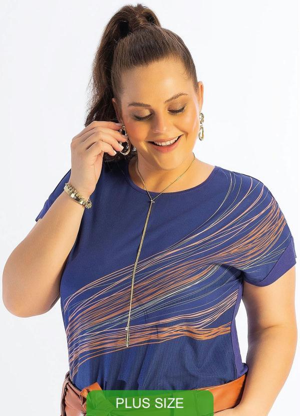 Cativa Plus Size - Blusa Manga Curta Plus Size Roxo