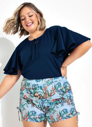 Marguerite - Blusa Marinho com Mangas Amplas Plus Size - MARGUERITE