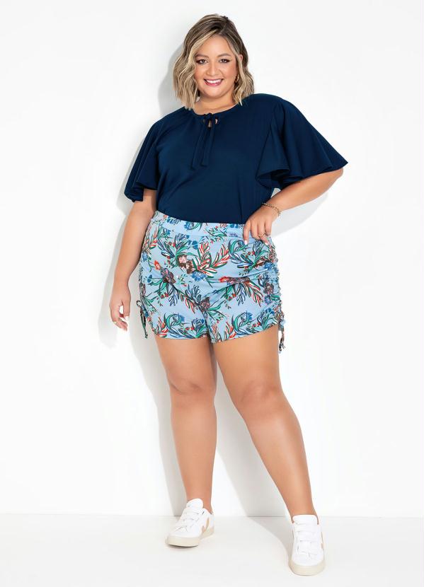 Marguerite - Blusa Marinho com Mangas Amplas Plus Size 2