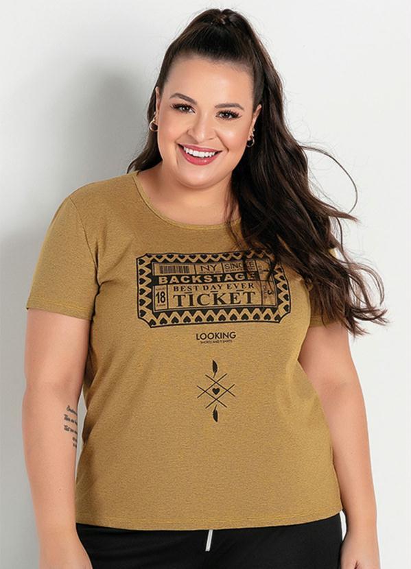 Marguerite - Blusa Mescla Amarela com Estampa Plus Size