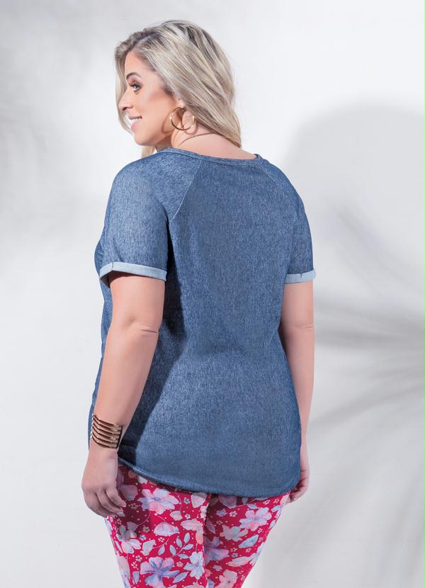 Marguerite - Blusa Mullet Azul Plus Size 2