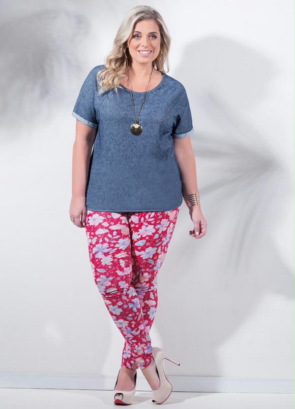 Marguerite - Blusa Mullet Azul Plus Size 3